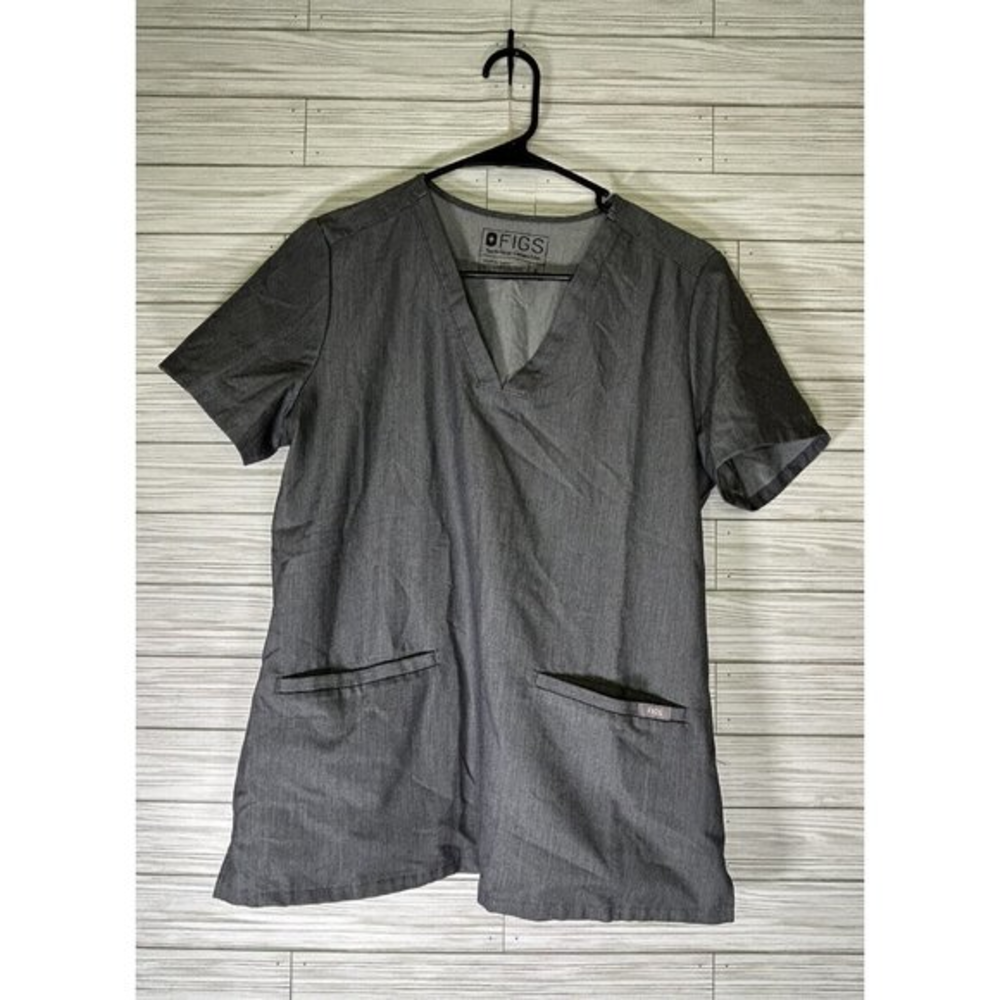 Figs Technical Collection‎ Casma Women's Sz Small Graphite Gray V-Neck Scrub Top